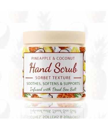 CalmGrace Exfoliating Hand Scrub with Dead Sea Salts & Pineapple Coconut Scent | 300g Sorbet Texture | Avocado Oil & Vitamin E - Buy Online on GoSupps.com