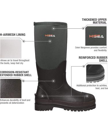 HISEA Men's Neoprene Rubber Work Boots - Insulated Outsole, 6 Grey - Buy Online on GoSupps.com