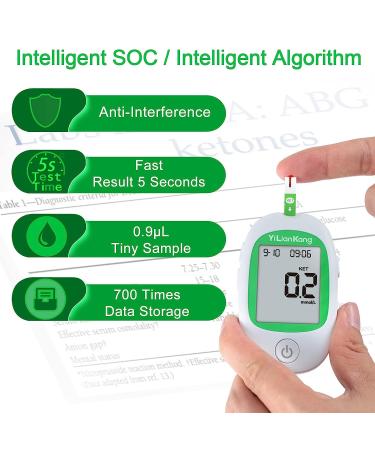 YiLianKang Blood Ketone Testing Kit: Meter, 15 Strips, Lancets, Lancing Device - Ketosis Check on Keto Diet - Fast Results Test Kit - Buy Online on GoSupps.com