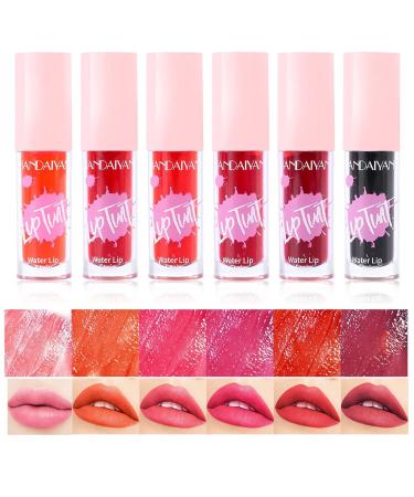 Hegafoo Lip Tint Set  6 Colors Non-Stick & Waterproof Liquid Lipstick  Long Lasting Watery Moisturizing Matte Mini All Day Lip Stain Tint  Multi-use Lip and Cheek Tint for Women Makeup