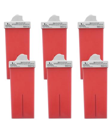Dermawax 6x 100 ml Pink Roll on Warm Wax Wax Cartridges with Small Roll for Hair Removal - Upper Lip Eyebrow Waxing - Buy Online on GoSupps.com