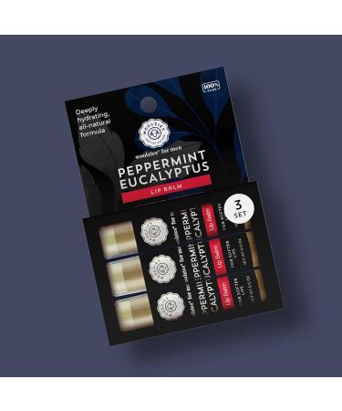 All-Natural Lip Balms for Men - Peppermint Eucalyptus Flavor - Infused with Shea Butter Beeswax Coconut Oil and Vitamin E for Soft Hydrated Lips - Buy Online on GoSupps.com