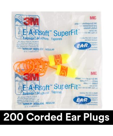 3M Ear Plugs 200/Box - E-A-Rsoft SuperFit 311-1254 Corded Foam Hearing Protection NRR 33 for Drilling Grinding Welding & More | Buy Internationally - Buy Online on GoSupps.com