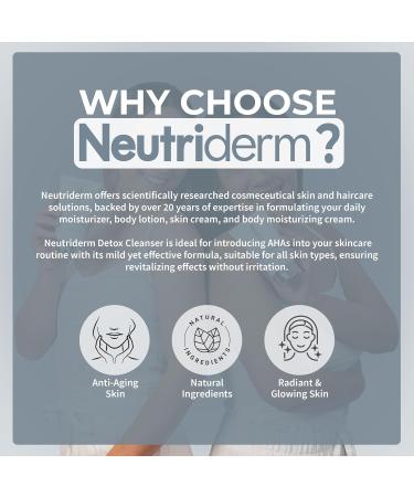 NEUTRIDERM Detox Cleanser Gentle Glycolic Face Wash and Exfoliating Gel Cleanser for Clear Brighter-Looking Skin Ideal for Oily or Combination Skin 120 mL / 4.1 fl oz - Buy Online on GoSupps.com