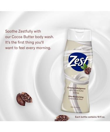 Zest Cocoa Butter and Shea Body Wash - 6 Pack x 18 Fl Oz | Ultra Moisturizing Shower Gel with Cocoa Butter & Shea | Silky Smooth Skin - Buy Online on GoSupps.com