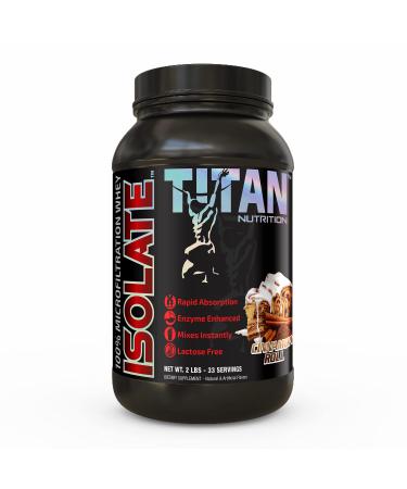 Titan Isolate Whey Protein 2 lbs - Microfiltered Whey Isolate Accelerates Recovery Supports Muscle Growth and Mixes Instantly - with 23g of Protein BCAAs & Digestive Enzymes Cinnamon Roll