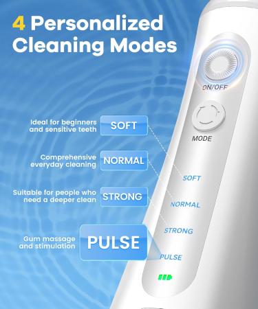 Buy Water Flosser with Unique U-Shaped Tip | 4 Modes 8 Replacement Tips IPX8 Waterproof - Ideal for Home & Travel - Buy Online on GoSupps.com