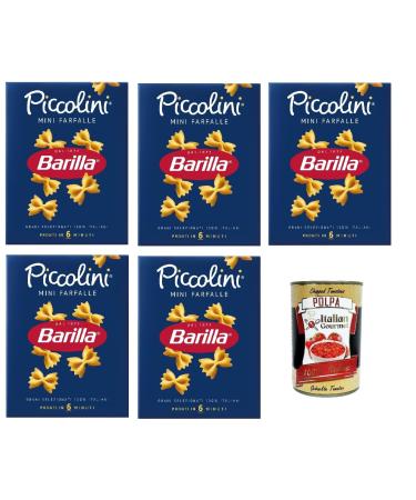 Italian Gourmet E.R. 5 x Barilla Mini Farfalle Pasta 100% Italian Pasta 500g + Italian Gourmet Pulp 400g