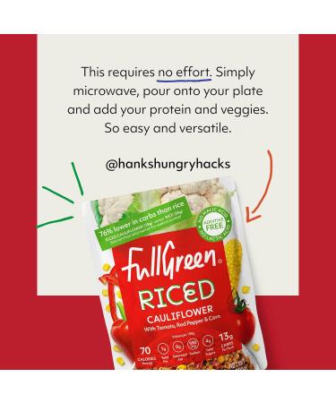 Fullgreen Riced Cauliflower with Tomato Red Pepper & Corn - Keto-Friendly, Non-GMO, Preservative-Free (6 Pack) - Buy Online on GoSupps.com
