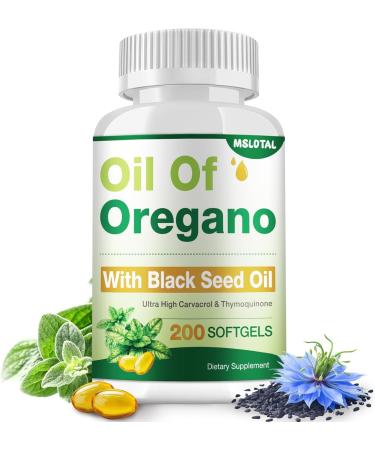 MSLOTAL Oil of Oregano Softgels Organic Oregano Oil Capsules with Black Seed Oil