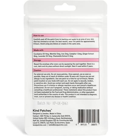 Kind Patches Period - Period Relief Iron Patches with Menthol Camphor Chamomile Lavender - Menstrual Relief - 3 Pack 90 Pieces - Buy Online on GoSupps.com