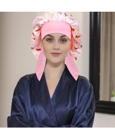 Buy Gugugo Pink Butterfly Silk Sleeping Hood - Adjustable Satin Bonnet for Women | Best Silk Sleep Cap for Comfort & Style - Buy Online on GoSupps.com