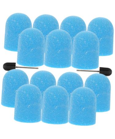 Housoutil 1 Set Nail Color Sand Cap Power Tools Nail Drill Bit Caps Electric Nail File Replacement Hand Wisking Tool Electric Manicure Grinding Head Sandblasting Manual Remover 2x1.5cm Blue 1