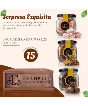 CHAMBALL 15 Chocolate Truffles with: Mango Strawberry and Orange Ideal to taste and to offer - Box of Belgian Artisan Chocolates - Assortment of Premium Chocolates of Belgian Origin - Buy Online on GoSupps.com