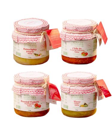 Patricia Quintana Authentic Mexican Salsa Sampler Pack - Enjoy Roasted Tomato & Jalapeo Salsa, Extra Spicy Jalapeo Salsa, Chile de rbol & Cilantro Salsa, and Three Chiles Salsa ( 4 Bottles ) Salsa 4 Pack Sampler - Buy Online on GoSupps.com