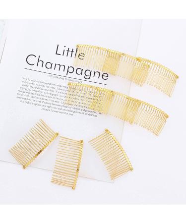 20 Pack Gold Metal Side Hair Combs - Wedding Bridal Veil Clips - French Twist Updo Accessories - Buy Online on GoSupps.com