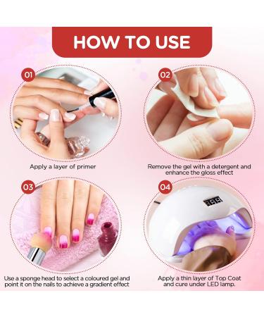 Greoer Nail Art Sponge Brush Applicator with Double Head Design - 4 Replacement Heads Included - Ombre Sponge Nail Tool for UV Gel and False Nails (White) - Buy Online on GoSupps.com