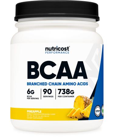 Nutricost BCAA Powder (Pineapple 90 Servings) - Optimal 2:1:1 Ratio