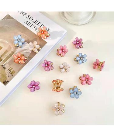 Bakores 24 PCS Mini Flower Hair Clips - Cute Multicolor Small Hair Claw Clips with Crystal Pearls - Sweet Bangs Decorative Clips for Women and Girls - Buy Online on GoSupps.com