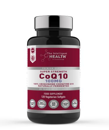 Ubiquinone Coenzyme Q10 100mg Softgel Capsules 120 Super Strength Vegan Friendly Naturally Fermented High Absorption CoQ10 Capsules Made in The UK to GMP Standards by The Intelligent Healthth 100 MG - 120 Capsules