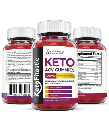 Justified Laboratories Ketofitastic 1000MG Keto Gummies with ACV, Pomegranate Juice, Beet Root & B12 - 60 Gummys (Pack of 1) - Buy Online on GoSupps.com