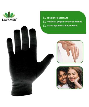 LAVAMED Dermatest Black Cotton Gloves - 100% Pure Cotton Protective Gloves (Size 6 S) for International Shipping - Buy Online on GoSupps.com