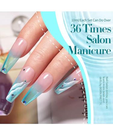 10ml UV Nail Polish Set - Translucent Pastel Gel for DIY Nail Art | Born Pretty Spring Summer Collection - Blue Red Green Yellow Pink Jelly Effect - Buy Online on GoSupps.com