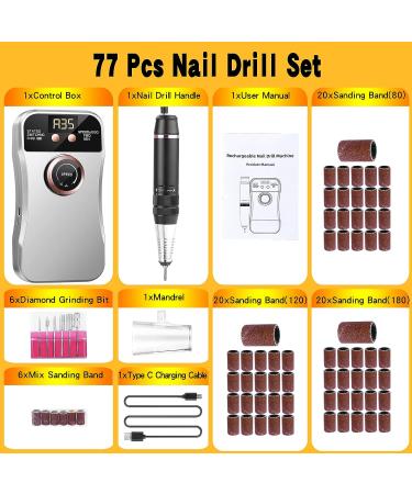 35000RPM Electric Nail Drill Machine for Acrylic Nails - Portable Kit for Gel Polish Removal - DIY Manicure Pedicure - Gray - Buy Online on GoSupps.com