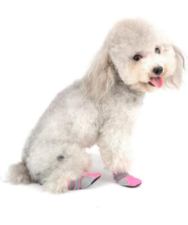 Zunea XL Dog Boots - Summer Slide-Resistant & Heat-Resistant Paw Protection Shoes for Small Dogs - Adjustable Reflective Soft Breathable Mesh (4 Pack) - Ideal for Hot Streets - Rose - Buy Online on GoSupps.com
