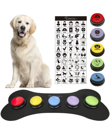 Buyvikay set of 5-color dog button with rubber mat for communication dog speaking buttons with 50 stickers pet buttons train your dog to say - Buy Online on GoSupps.com