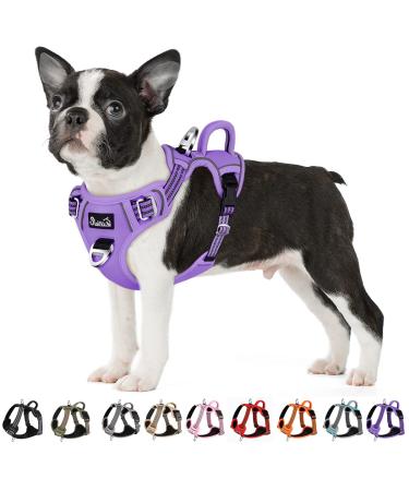 Eyin dog harness for medium-sized dogs adjustable breathable reflective padded and breathable breast dishes with handle and front bracket for daily training (purple m) m (neck: 37-50cm breast: 40-68cm) purple