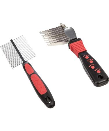 Amazon Basics 8-Piece Pet Grooming Set - Red | Complete 8-in-1 Pet Brush & Grooming Kit - Buy Online on GoSupps.com