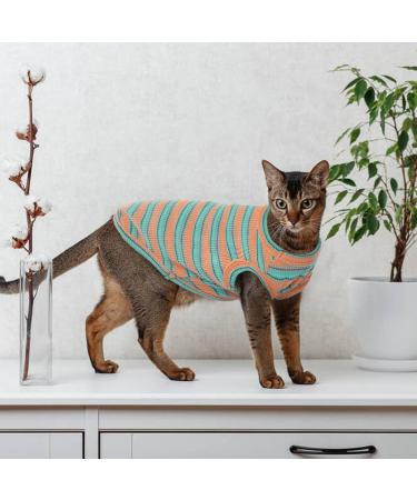 OUOBOB Sphynx Cat Clothing - Breathable Summer Shirts & Sweaters for Hairless Cats | Stylish Stripes for Sphynx Cornish Rex & Devon Rex - Buy Online on GoSupps.com