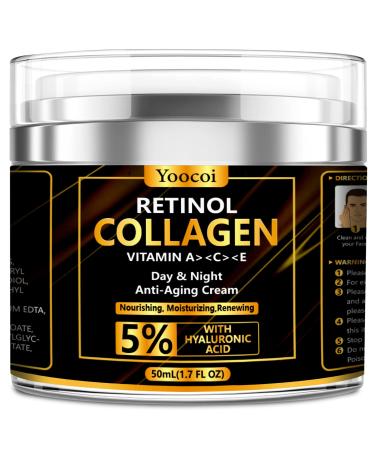 Mens Moisturizer Retinol Cream for face Natural Anti-Aging with Retinol  Collagen & Hyaluronic Acid - Day & Night Anti-Wrinkle Cream - Firming  Hydrating & Renewing Effect - 1.7Oz