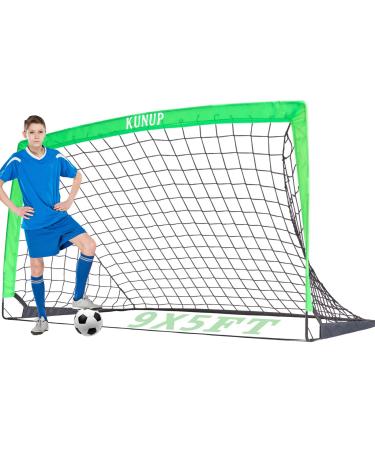 Kunup Kids Soccer Goal for Backyard Portable Soccer Net for Backyard Folding Soccer Goals Practice Nets with Carrying Bag for Outdoor Indoor, Size 5x3FT 6x4FT 9x5FT 12x6FT Green 9x5FT