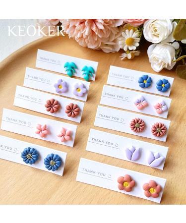 Keoker Floral Clay Earrings Cutters - 10 Shapes for Jewelry Making | Spring Clay Cutters for Earrings | Ideal for Polymer Clay Earring Lovers - Buy Online on GoSupps.com