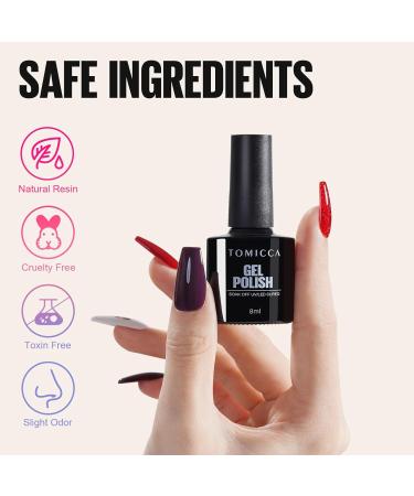 TOMICCA Red Glitter White Gel Nail Polish Set - UV Dark Red Gel Polishes for DIY Home Salon, Mothers Day Gifts - 4PCS - Buy Online on GoSupps.com