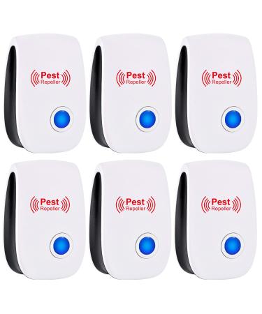 Ultrasonic Pest Repeller 6 Pack Plug in Indoor Ultrasonic Pest Repellent Electronic Pest Control Ultrasonic Repellent for Insect Bug Mice Spiders Mosquitoes Cockroaches