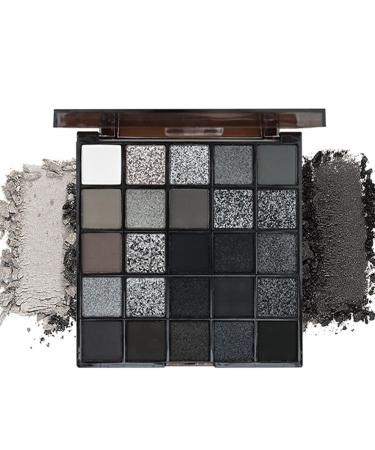 Eyeshadow 25 g black matte eyeshadow extended application Striking Selection Smoky Eye Pressed Powder Long Lasting Waterproof Highly Pigmented Black White Silver Palette for Women