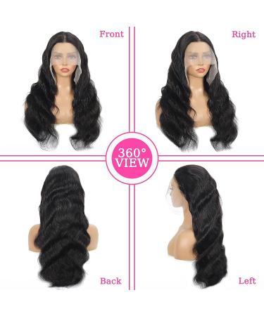 YELHADU Body Wave Human Hair Lace Front Wig 22 Inch 150% Density | Pre Plucked 13x4 HD Lace Frontal Wig for Women with Baby Hair | Natural Black - Buy Online on GoSupps.com