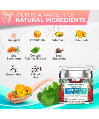 VAITE Collagen Snail Repair Cream with Vitamin B5, E, Salicylic Acid - Made in USA for Night & Day Use - Buy Online on GoSupps.com