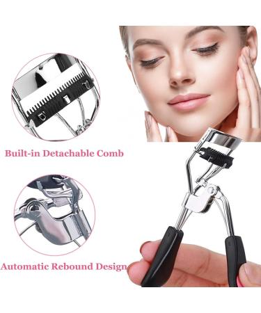 3 in 1 Eyelash Curler Kit | Curling Tool with Comb Applicator & Tweezers for Perfect Lashes | Black - International Shipping Available - Buy Online on GoSupps.com