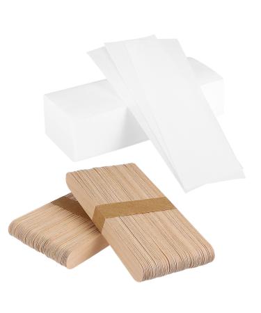 ULTECHNOVO Bandes de Cire pour pilation 100 Pcs B tonnets en Bois 100 Pcs Non Tiss Souple Applicateurs Pr cis pour Visage et Corps Usage Familial et Professionnel