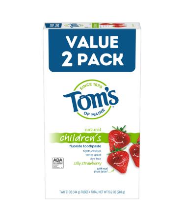 Tom's of Maine Natural Kid's Fluoride Toothpaste Silly Strawberry 5.1 oz. 2-Pack (back in original formula)