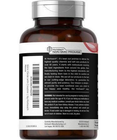 Horb ach Nitric Oxide Supplement with Creatine | 100 Capsules | L Citrulline L Arginine and Creatine Monohydrate | Non-GMO Gluten Free | Berkshire Labs - Buy Online on GoSupps.com