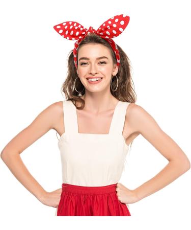 2 Pack Red Blue Polka Dot Headbands - Christmas Bandana Hair Accessories for Women and Men - Buy Online on GoSupps.com