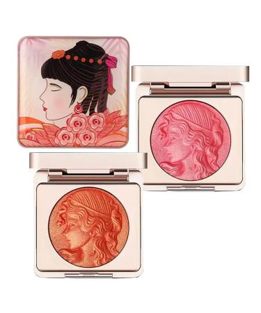 Embossed Smooth Powder Blush Palette For Cheeks Matte Face Powder Blush Palette Powder Blush Palette Girl Blush for Cheeks Natural Makeup Radiant Finis (Orange + Pink 1PCS) Orange + Pink 6 g (Pack of 1)