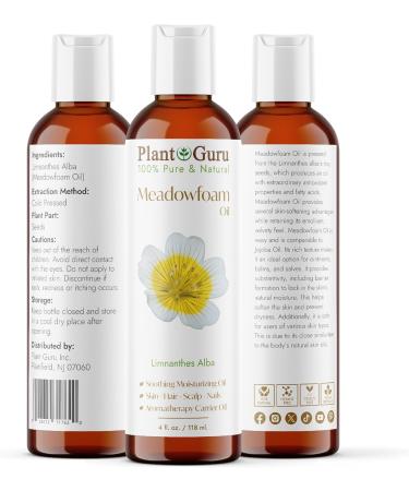 Meadowfoam Oil 4oz - 100% Pure Cold Pressed Natural Carrier Oil for Skin Body and Face Moisturizers - Buy Online on GoSupps.com