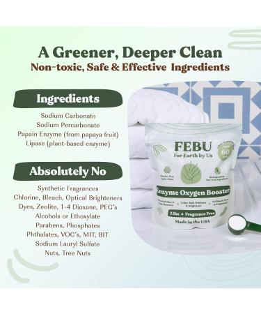 FEBU Enzyme Oxygen Laundry Booster 2lbs | Fragrance-Free Natural Stain Remover | Plant-Based Powder Detergent Booster | Safe for Clothes & Environment | Made in USA - Buy Online on GoSupps.com