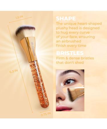 Pro-Quality Blending Liquid Makeup Foundation Brush - Contour, Kabuki & Highlighter Brush - Synthetic Bristles - Gold (Heart) - Buy Online on GoSupps.com